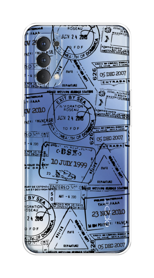 

Чехол на Oppo Reno 4 4G "Visa stamps 2", Белый;черный;серый, 259450-2