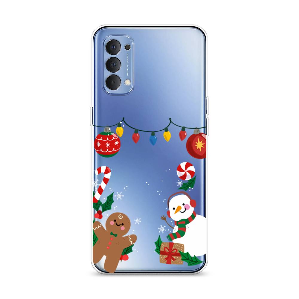 

Чехол на Oppo Reno 4 4G "Новогоднее настроение", Коричневый;красный;зеленый, 259450-5
