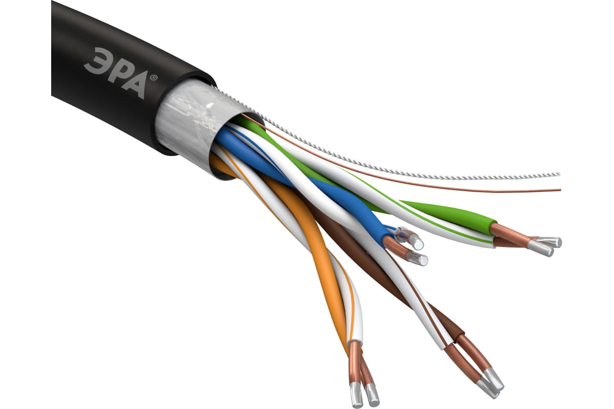 фото Кабель витая пара эра f/utp 4x2x24awg, cat5e, cca, pe, outdoor, 305м, simple б0044441