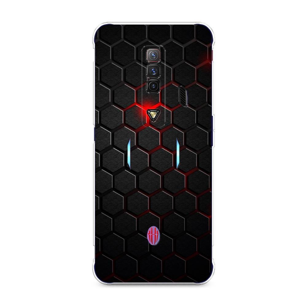 фото Силиконовый чехол "фон соты красные" на zte nubia red magic 7 awog