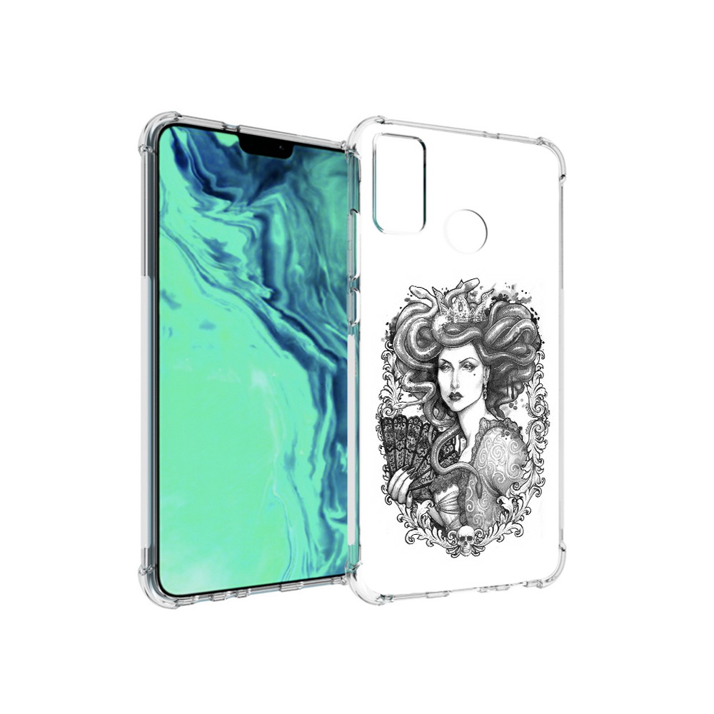 

Чехол MyPads Tocco для Huawei 9X Lite медуза черно белый, Прозрачный, Tocco