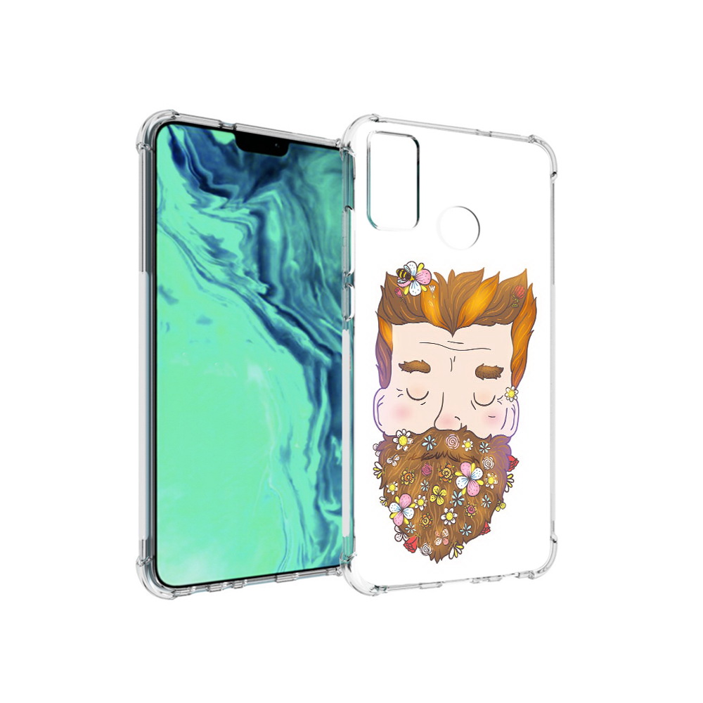 

Чехол MyPads Tocco для Huawei 9X Lite мужчина с цветами в бороде, Прозрачный, Tocco