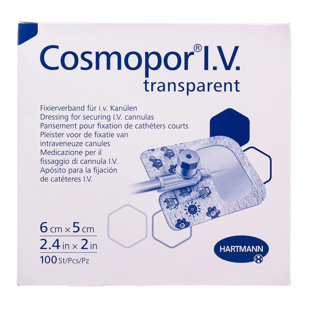 Повязка Cosmopor I.V. Transparent для фиксации канюль стерильная 6 х 5 см 100 шт.