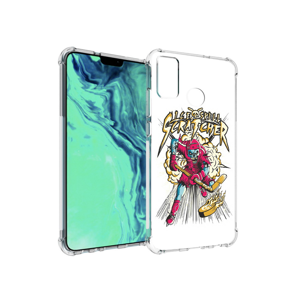 Чехол MyPads Tocco для Huawei 9X Lite нарисованный скелет хоккеист