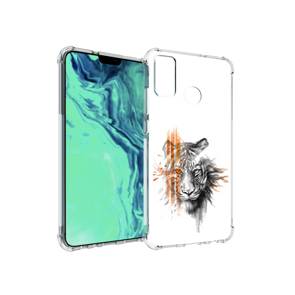 

Чехол MyPads Tocco для Huawei 9X Lite огненный тигр, Прозрачный, Tocco