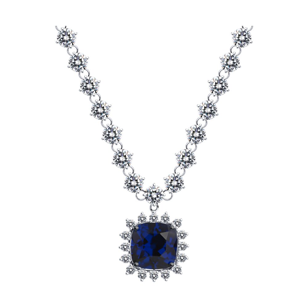 

Колье из серебра 35 см SOKOLOV 94071004, фианит, 94071004