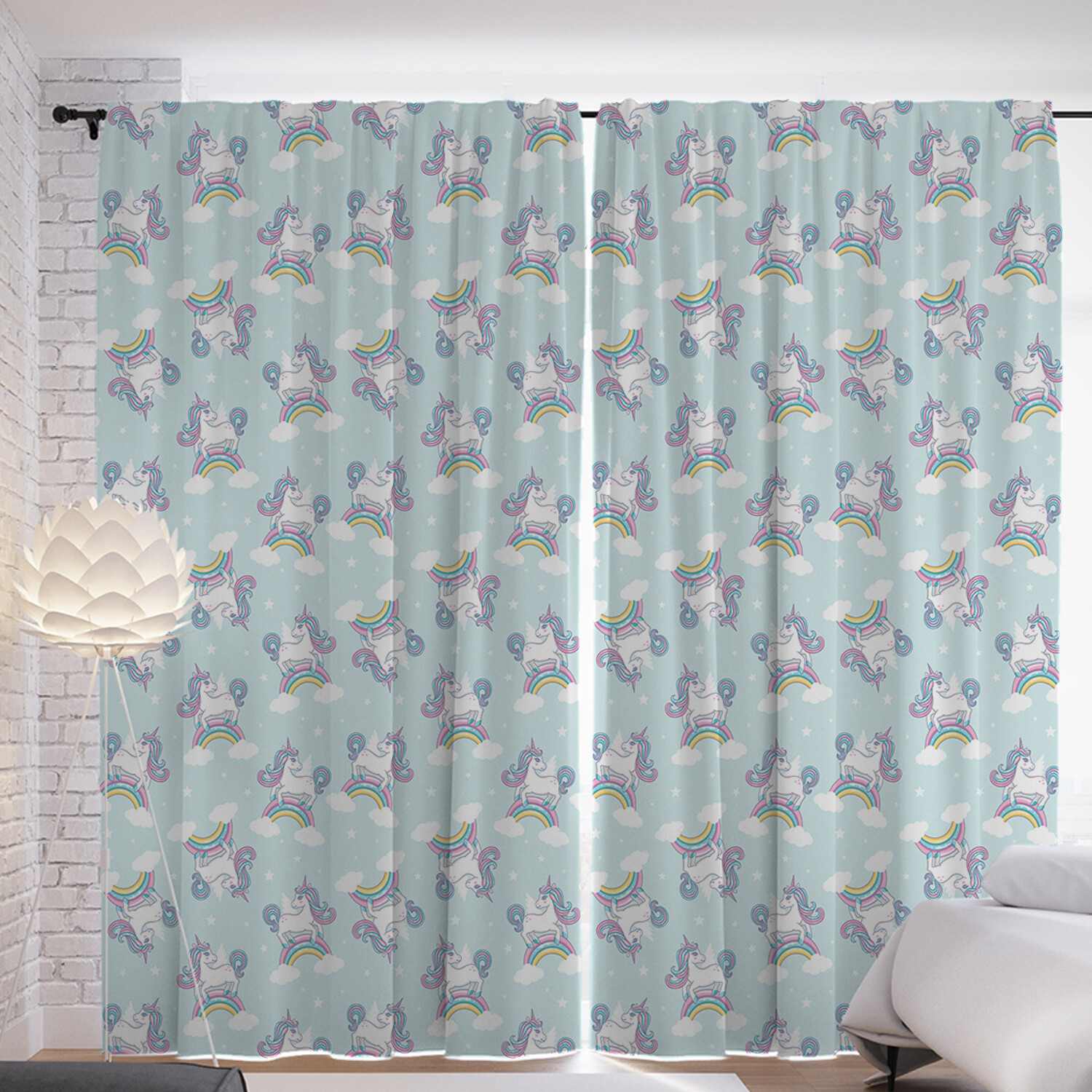 

Шторы с фотопечатью JoyArty "Единорог на радуге" из сатена, 290х265 см, Единорог на радуге