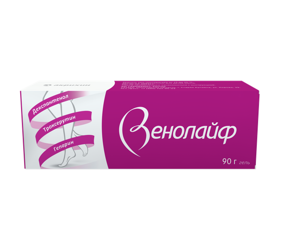 

Венолайф гель для наружного применения 0,25%+5%+2% 90 г 1 шт