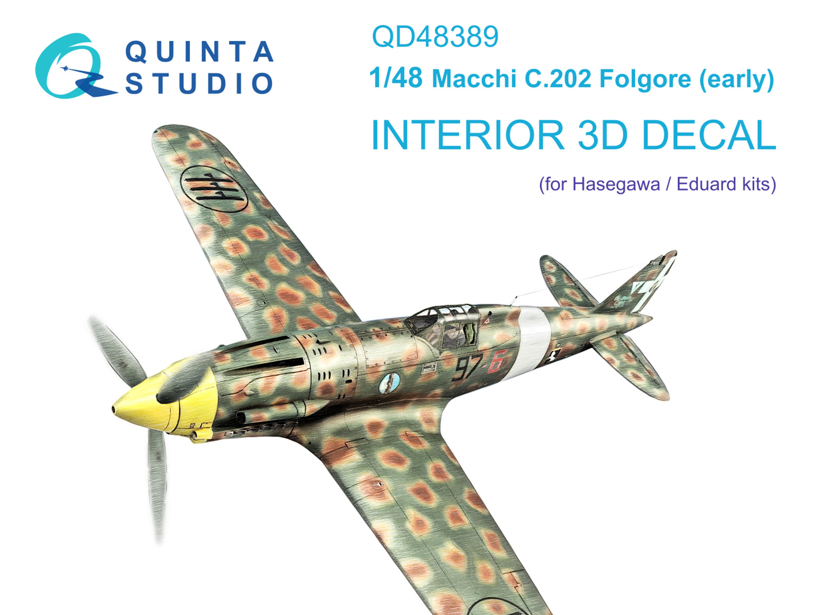 

Quinta Studio 1/48 3D Декаль интерьера кабины Macchi C 202 Folgore ранний QD48389, Цветной