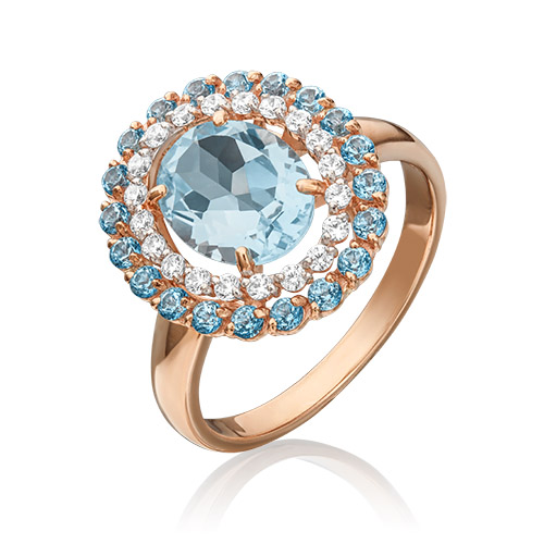 Кольцо из золота с фианитом/топазом р. 17,5 PLATINA jewelry 01-4300-00-207-1110-46