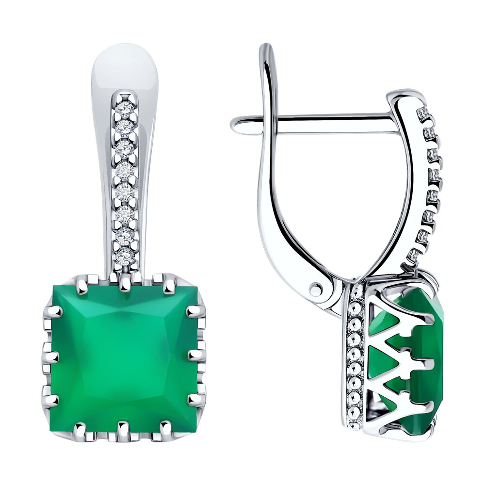 

Серьги из серебра SOKOLOV 92022919, фианит/агат, 92022919