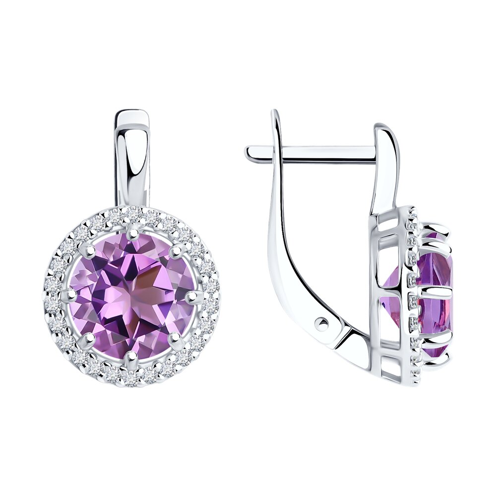 

Серьги из серебра Diamant 94-320-02052-3, фианит\аметист, 94-320-02052-3