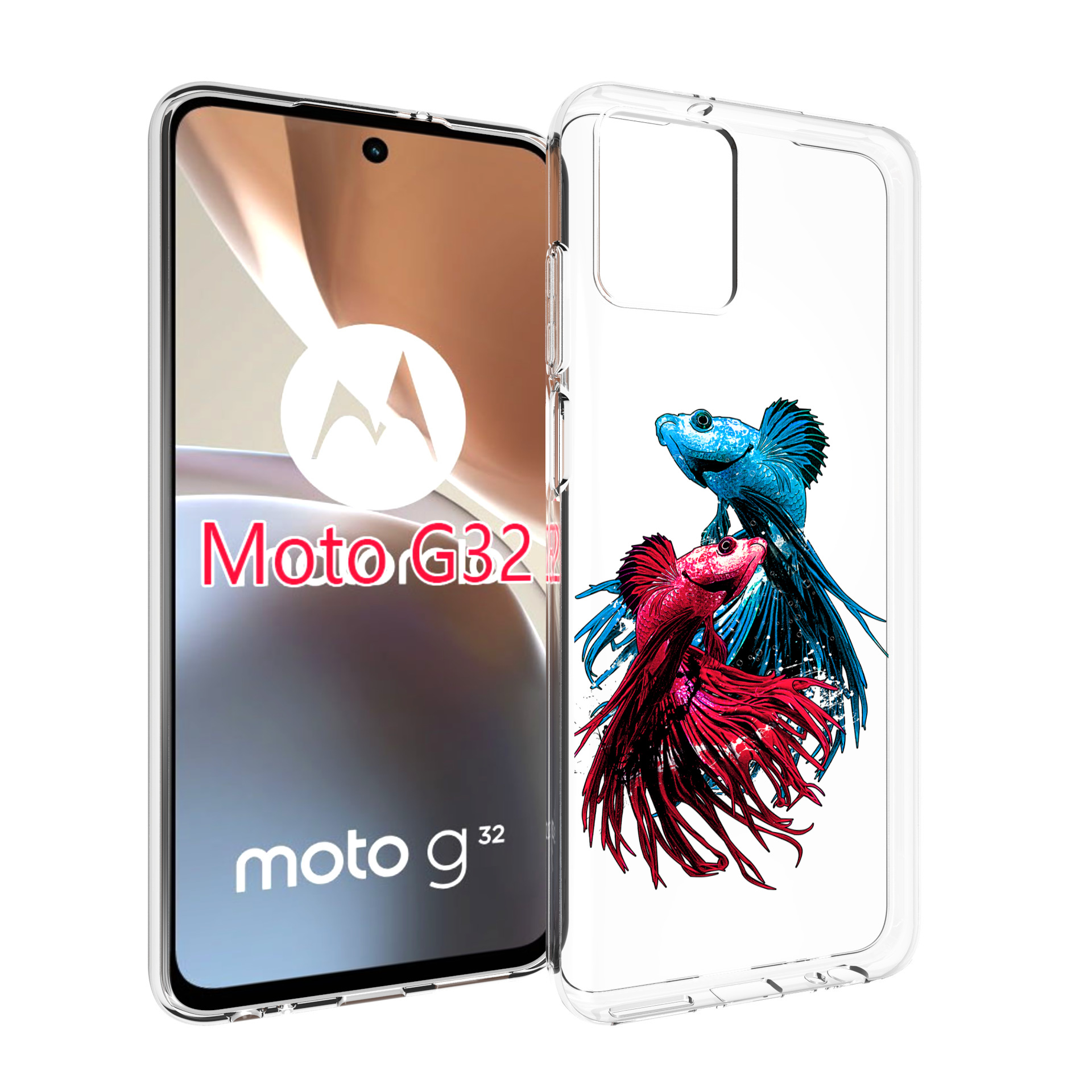 

Чехол MyPads рыбы петушки для Motorola Moto G32, Прозрачный, Tocco