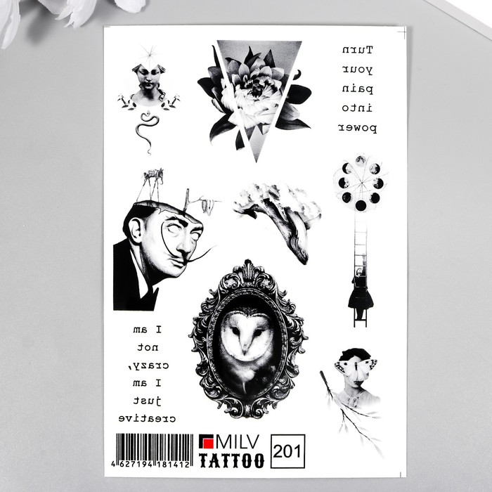 

Татуировка на тело "Turn your pain into power" 10х15 см
