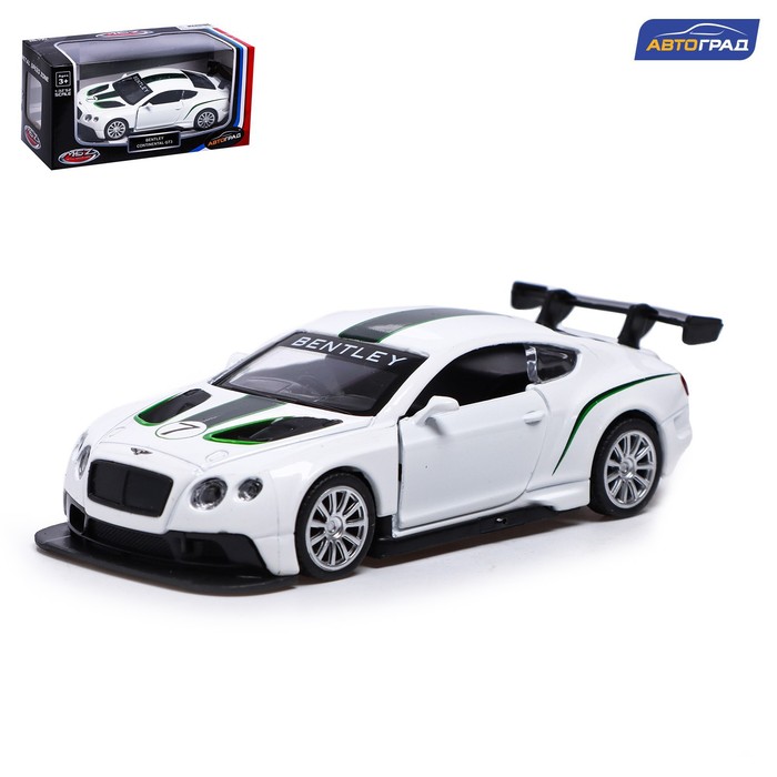 фото Машина металлическая bentley continental gt3, 1:43, инерция, открываются двери, цвет белый автоград