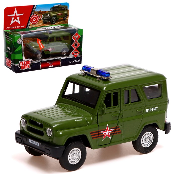 

Машина металлическая Армия России UAZ Hunter, 12 см, двери и багажник открываются, инерция, Армия России