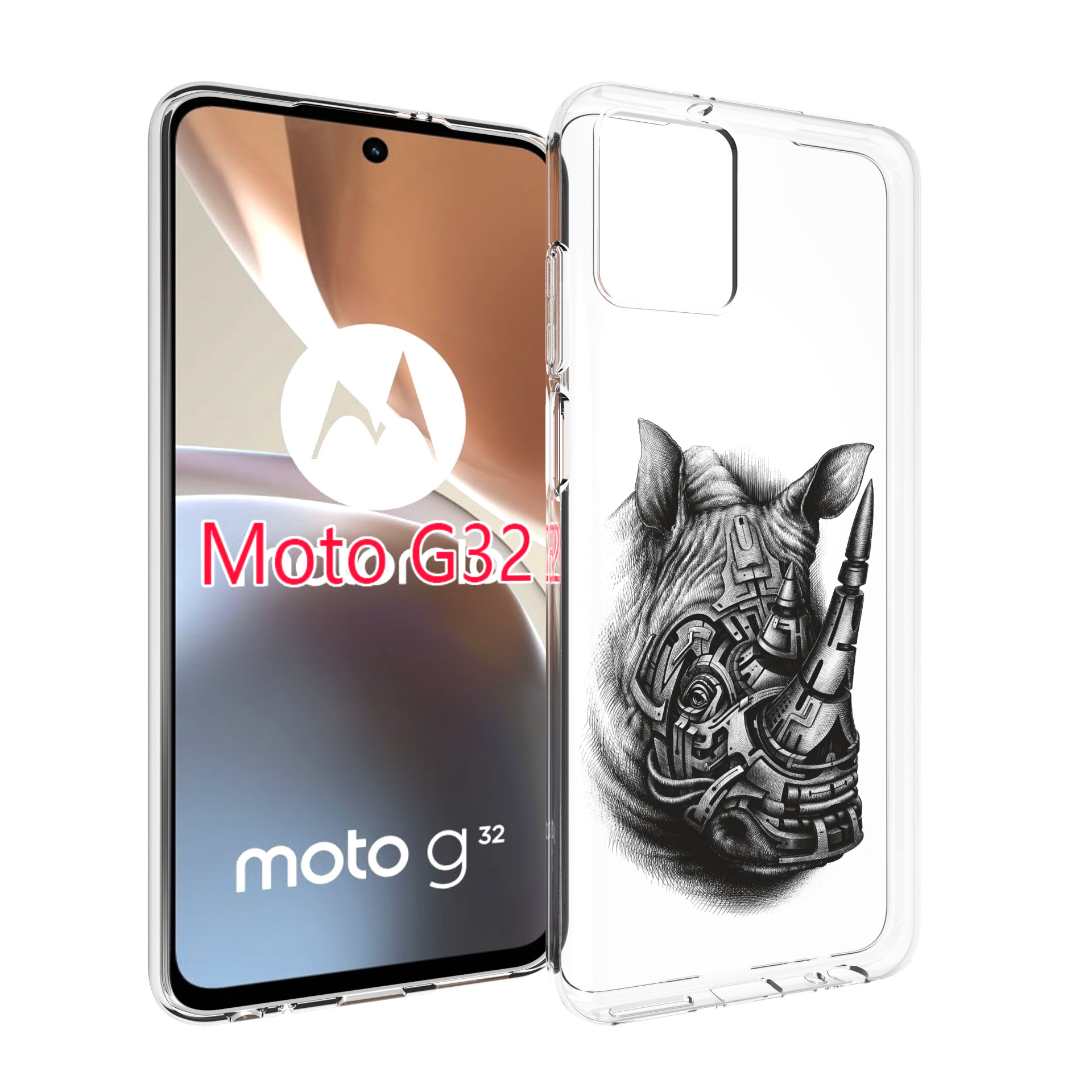 

Чехол MyPads стальной носорог для Motorola Moto G32, Прозрачный, Tocco