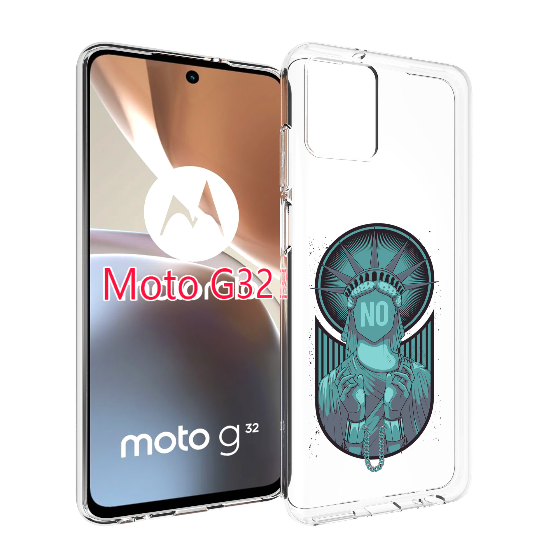

Чехол MyPads статуя свободы зеленый для Motorola Moto G32, Прозрачный, Tocco