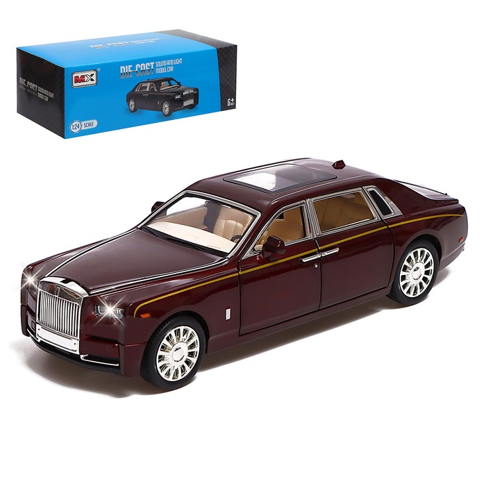 

Машина металлическая Rolls-Royce Phantom, 1:24, открываются двери, капот, багажник, цвет б
