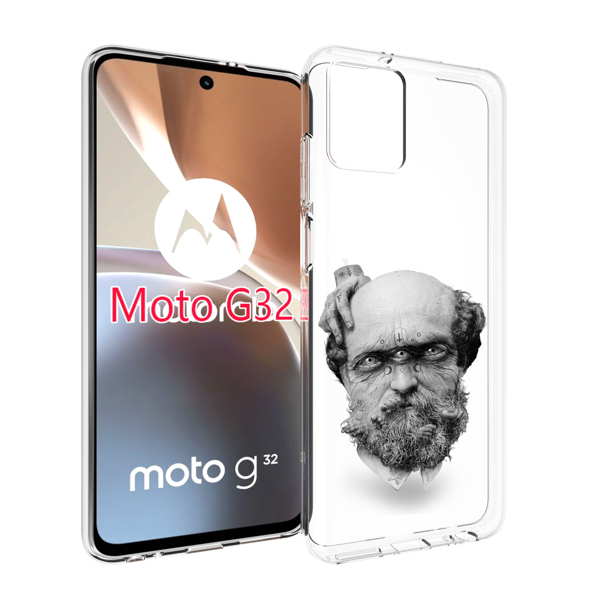 

Чехол MyPads страшный бородатый мужчина абстракция для Motorola Moto G32, Прозрачный, Tocco