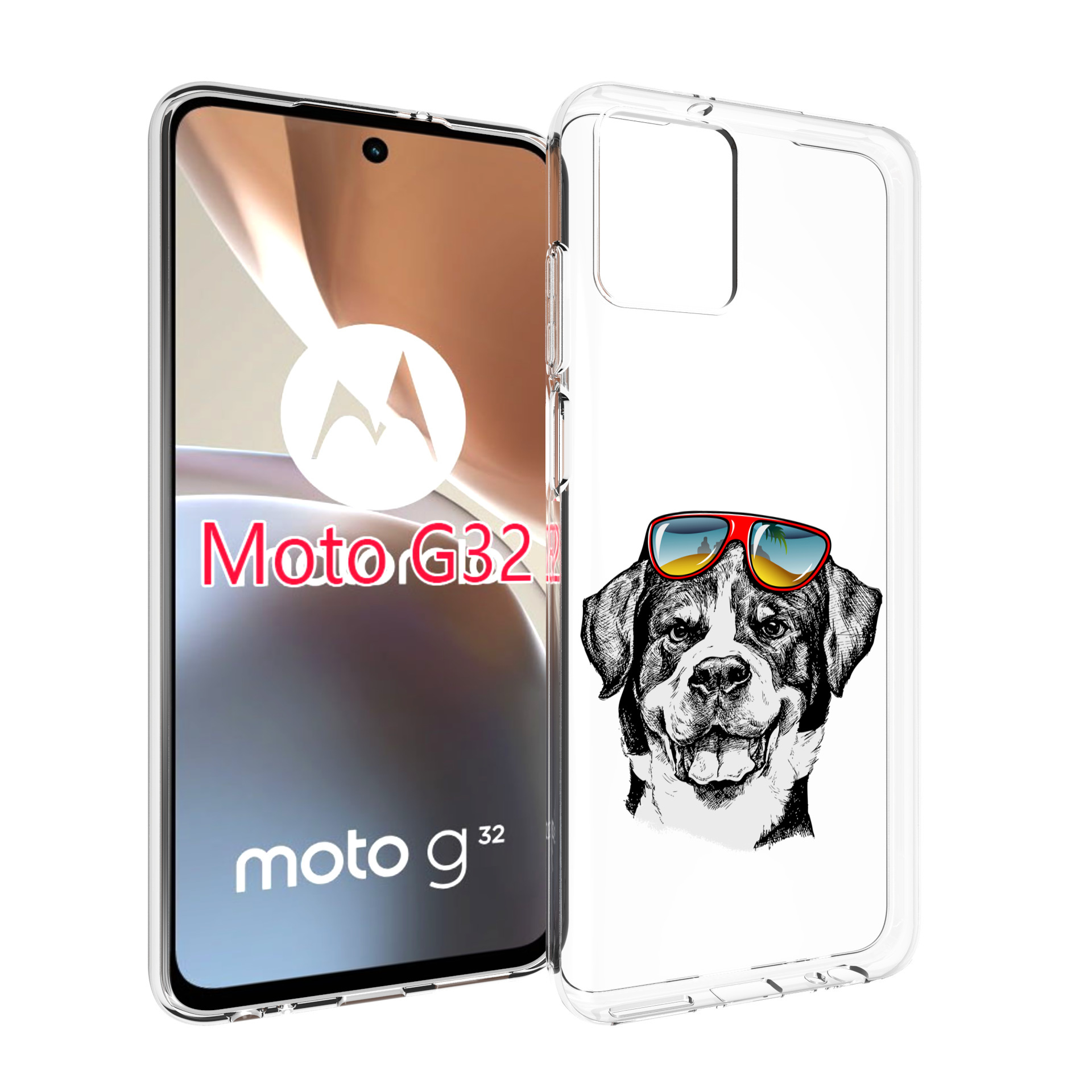 

Чехол MyPads счастливая собака для Motorola Moto G32, Прозрачный, Tocco