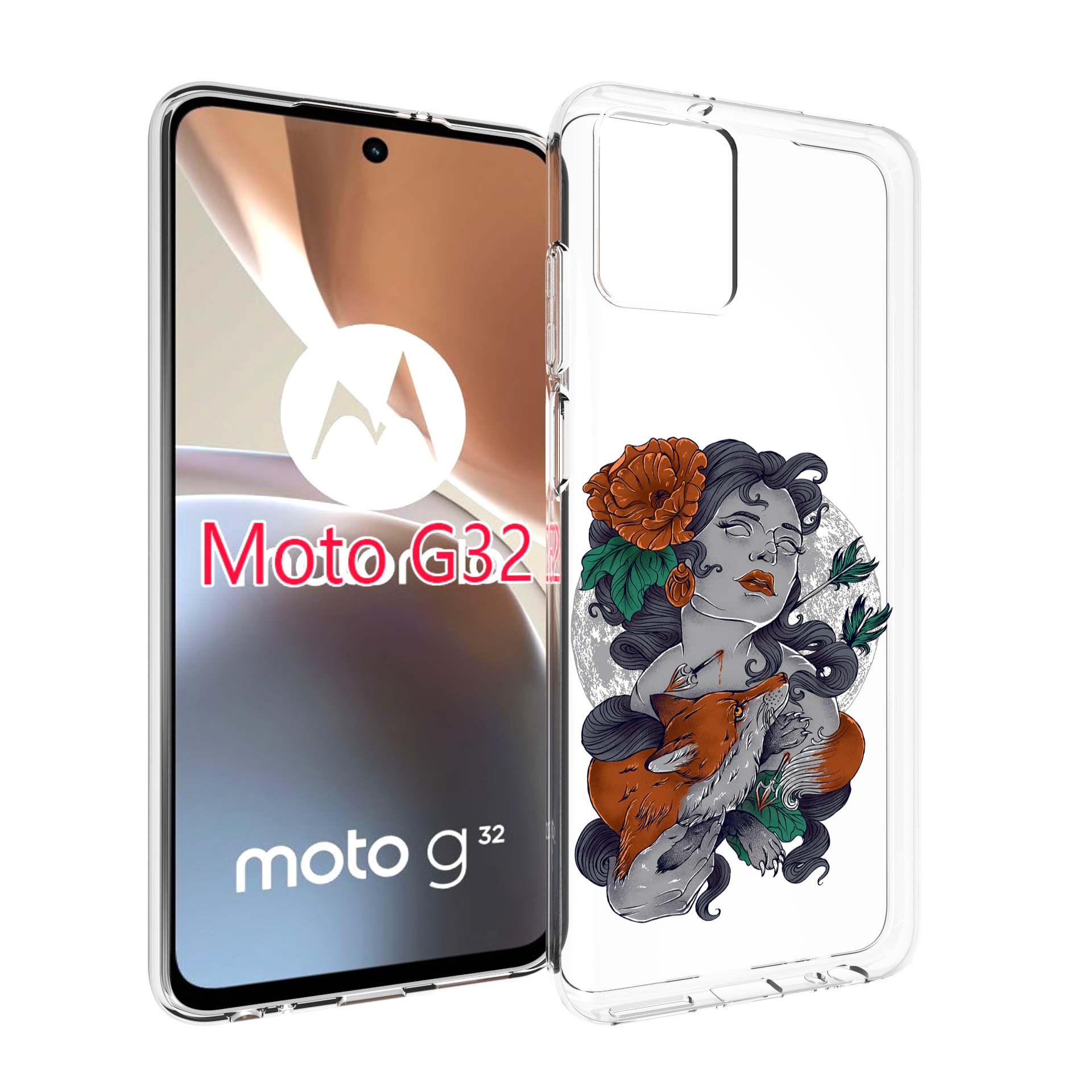 

Чехол MyPads темная девушка с лисой для Motorola Moto G32, Прозрачный, Tocco