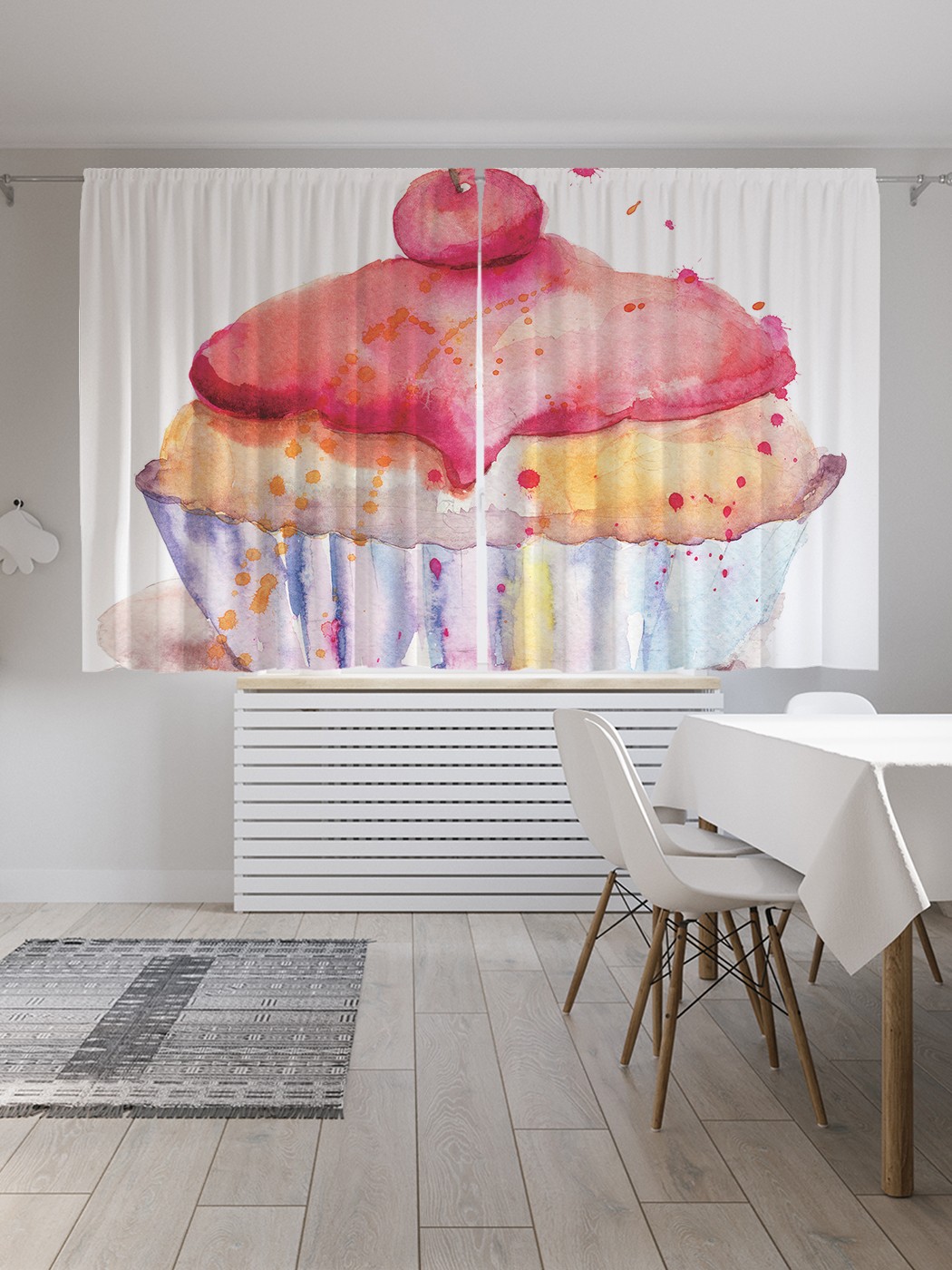 

Классические шторы JoyArty "Пирожное с вишенкой", серия Oxford DeLux, 2 полотна 145x180 см, Пирожное с вишенкой