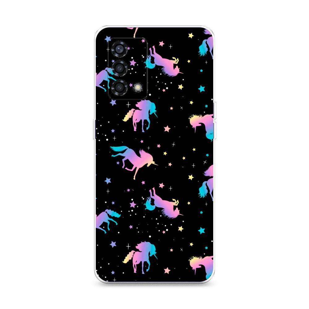 

Чехол на Oppo Reno 6 Lite "Единороги градиент", Черный;розовый;голубой, 259550-1