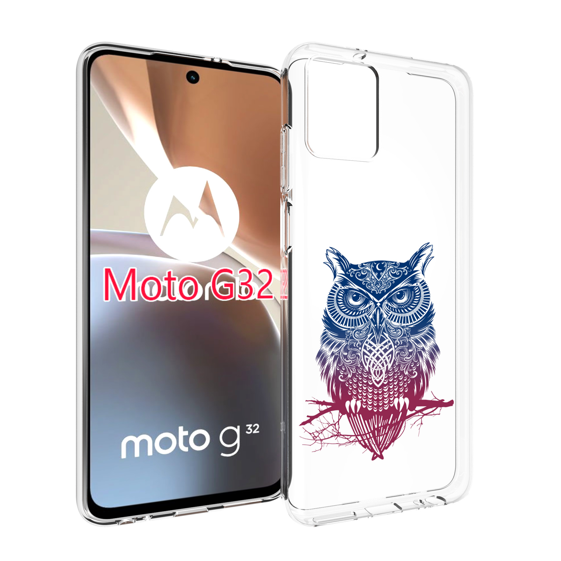 

Чехол MyPads хиппи сова для Motorola Moto G32, Прозрачный, Tocco