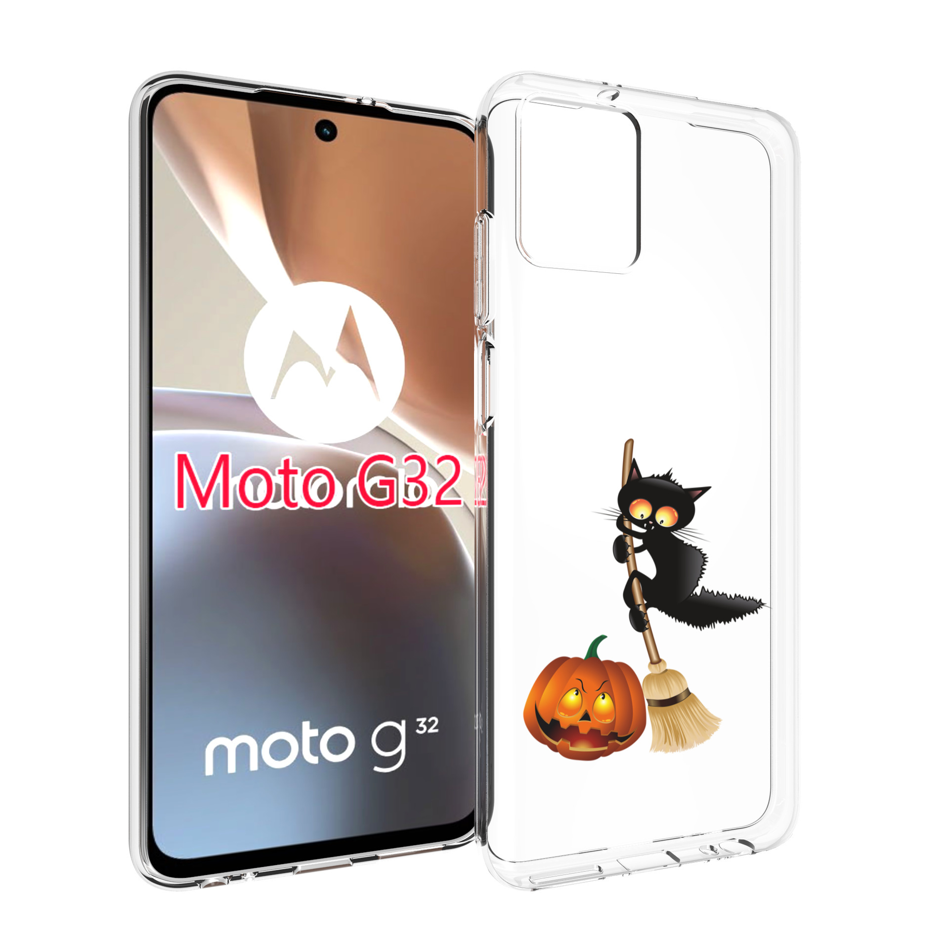 

Чехол MyPads хэлуинский котик для Motorola Moto G32, Прозрачный, Tocco