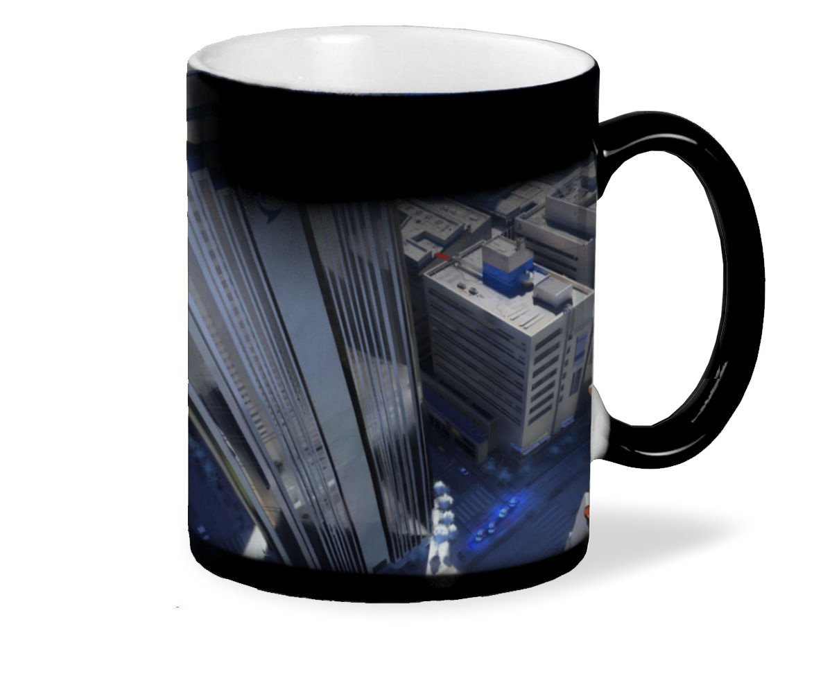 

Кружка хамелеон черный CoolPodarok Mirrors Edge На краю небоскрёба