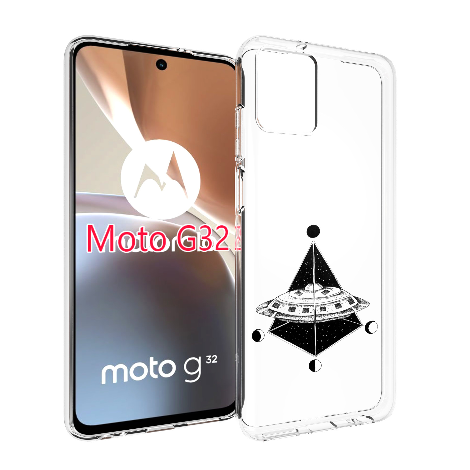

Чехол MyPads черно белая летающая тарелка для Motorola Moto G32, Прозрачный, Tocco