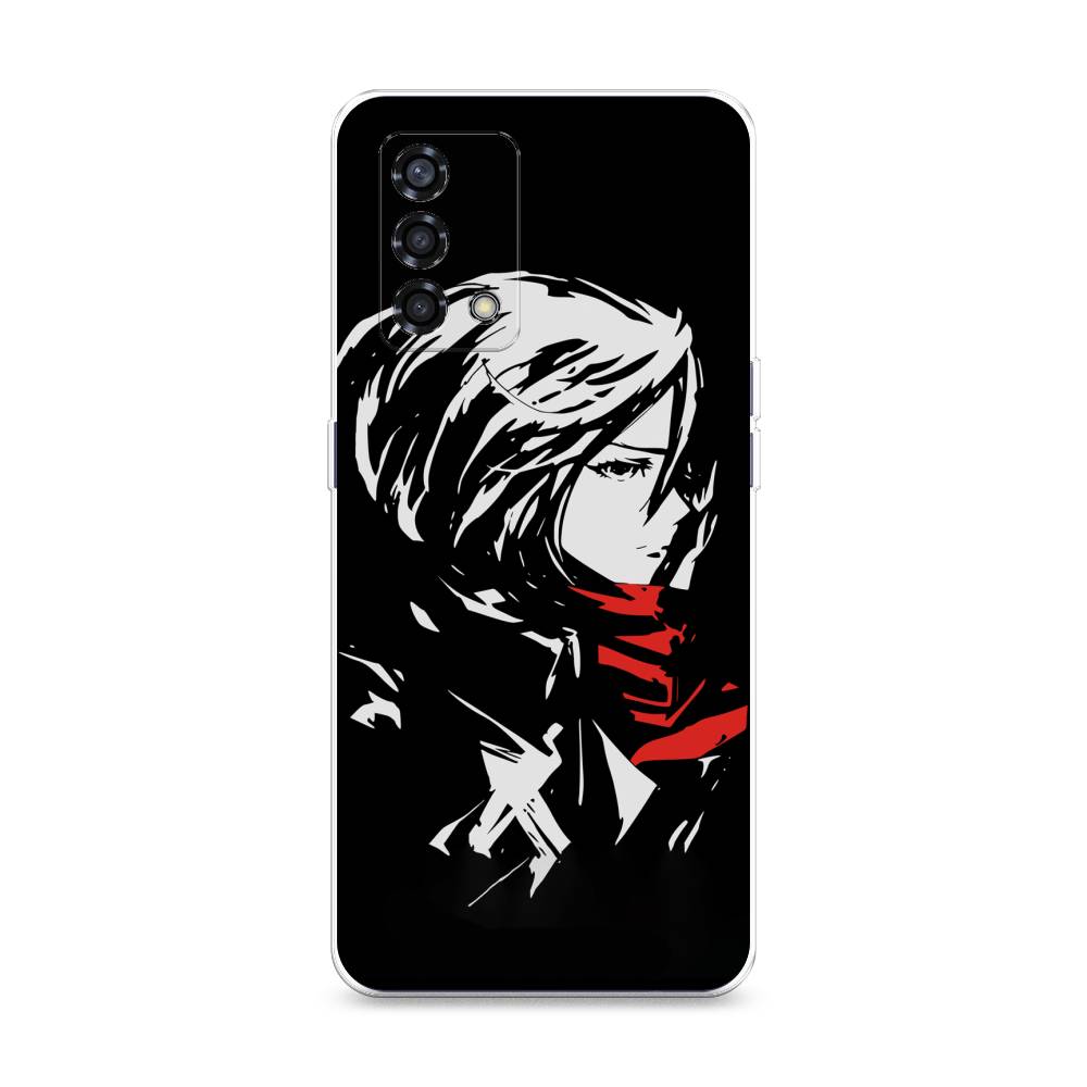 

Чехол на Oppo Reno 6 Lite "Микаса минимализм", Черный;серый;красный, 259550-4