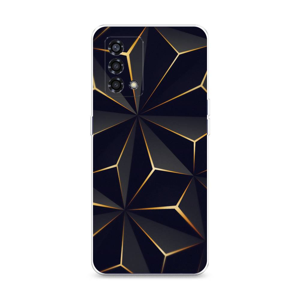 

Чехол на Oppo Reno 6 Lite "Черные полигоны", Золотистый;черный, 259550-3
