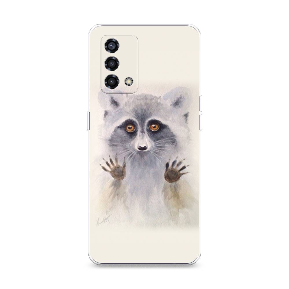 

Чехол на Oppo Reno 6 Lite "Енот за стеклом", Бежевый;серый, 259550-4