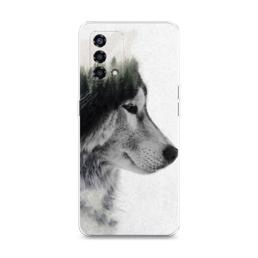 

Чехол на Oppo Reno 6 Lite "Волк лес", Серый;белый, 259550-1