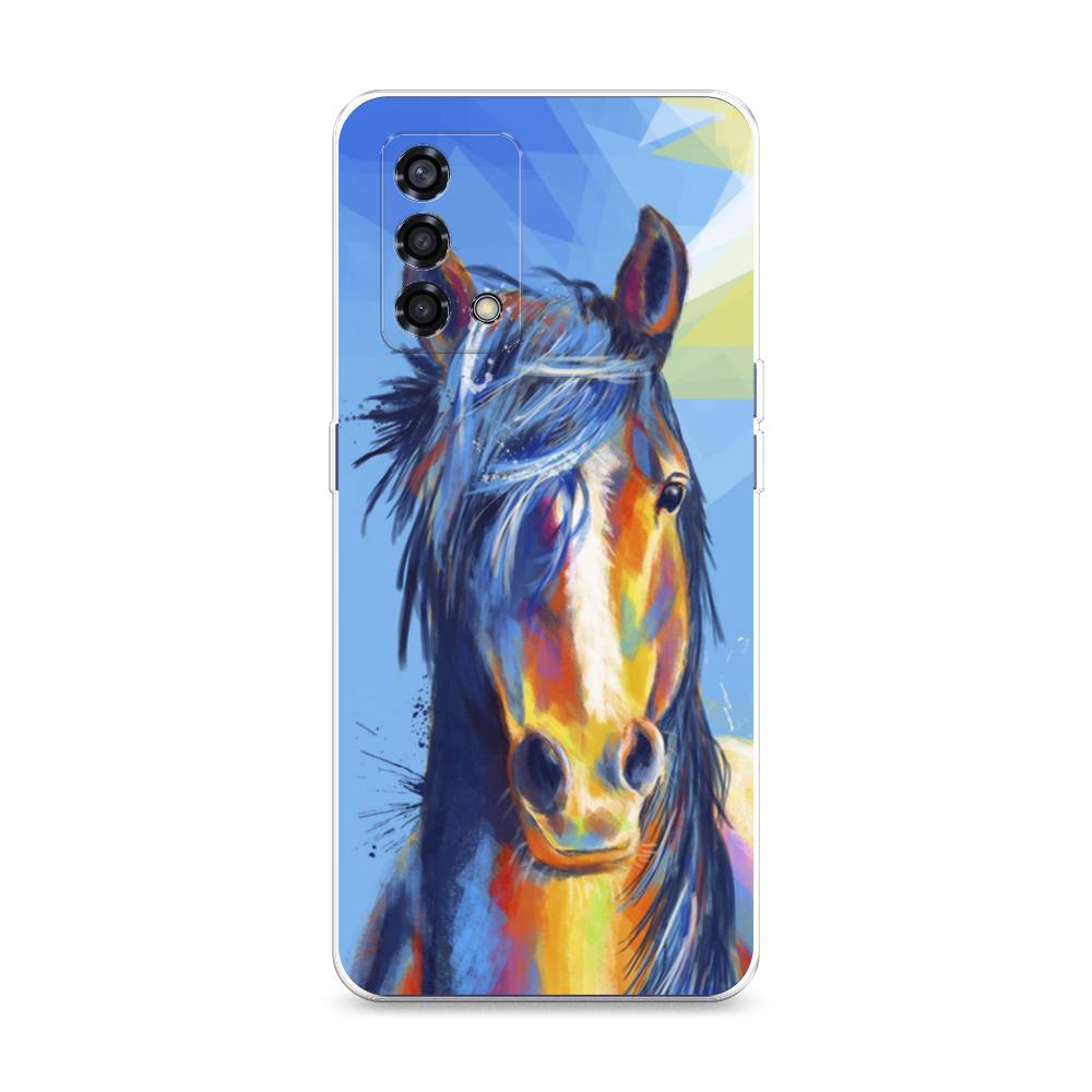 

Чехол на Oppo Reno 6 Lite "Лошадь арт 3", Голубой;желтый;синий, 259550-1