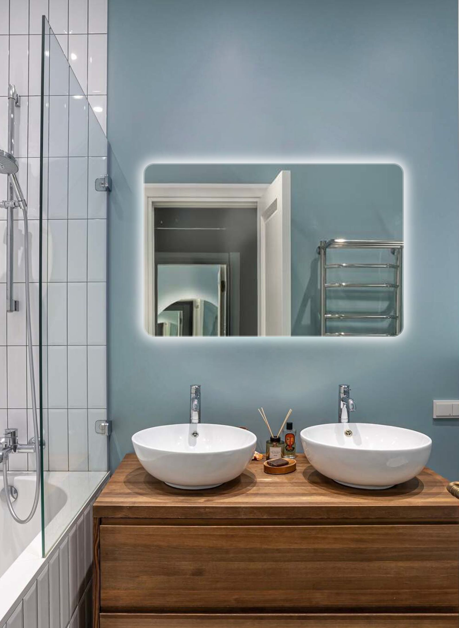 Зеркало для ванной Prisma 60*100 прямоугольное горизонтальное c подогревом