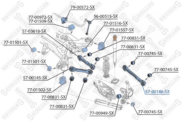 

Рычаг Stellox для BMW E81, E87 04-, E90, E91 05- задний верхний 5700146sx