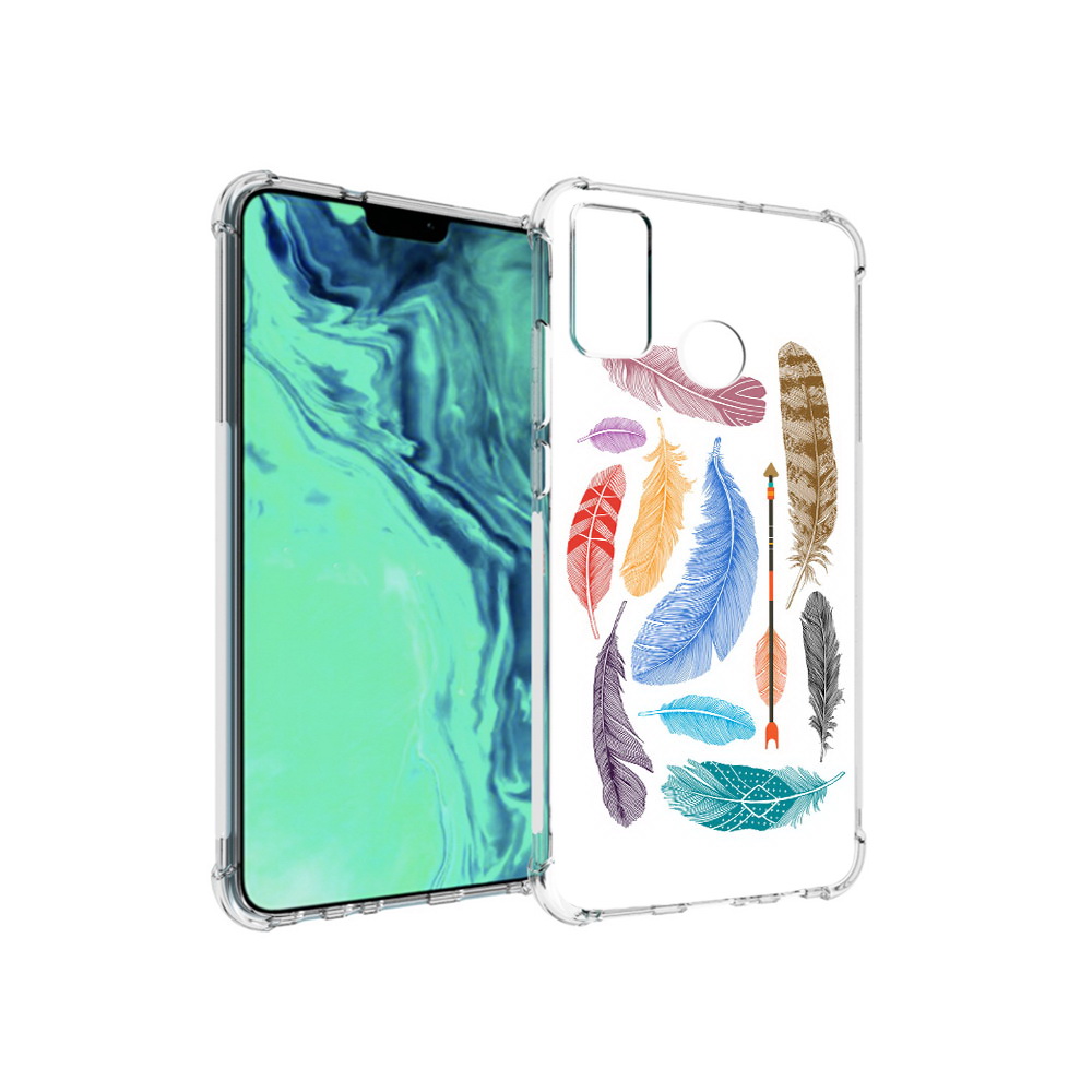 

Чехол MyPads Tocco для Huawei 9X Lite разноцветные перья, Прозрачный, Tocco