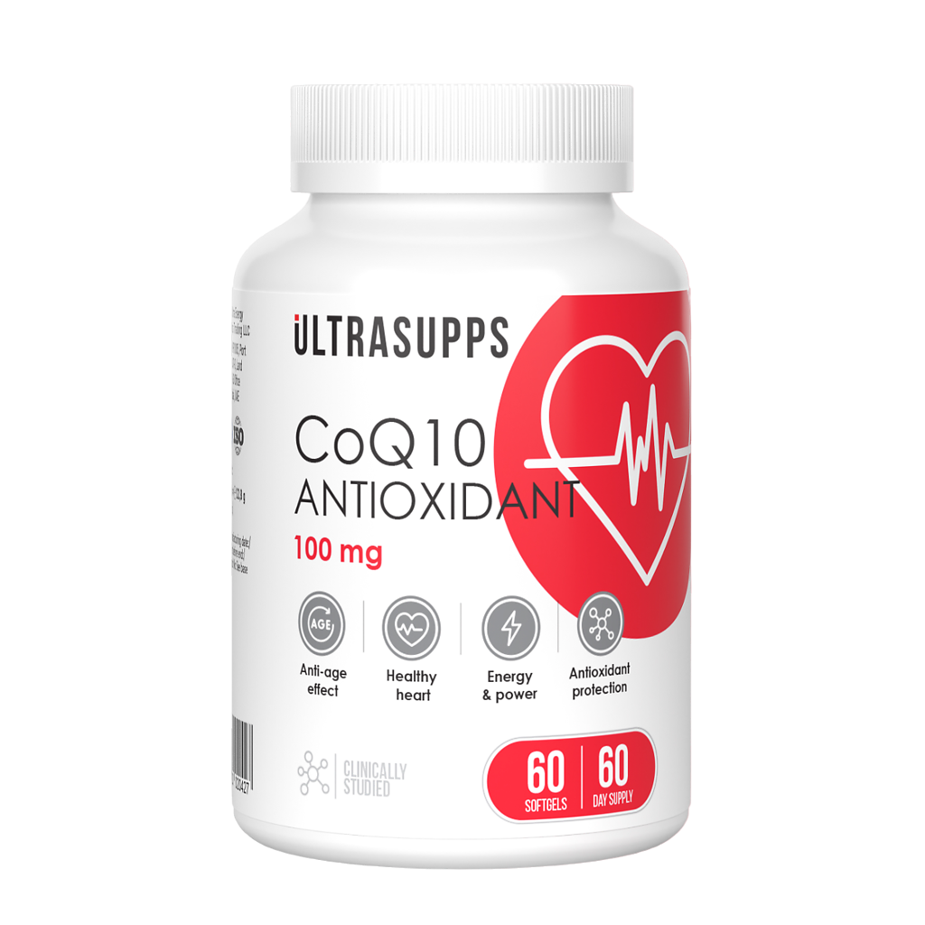 Ultrasupps Коэнзим Q10 Антиоксидант 100 мг мягкие капсулы массой 380 мг 60 шт. 100067884201