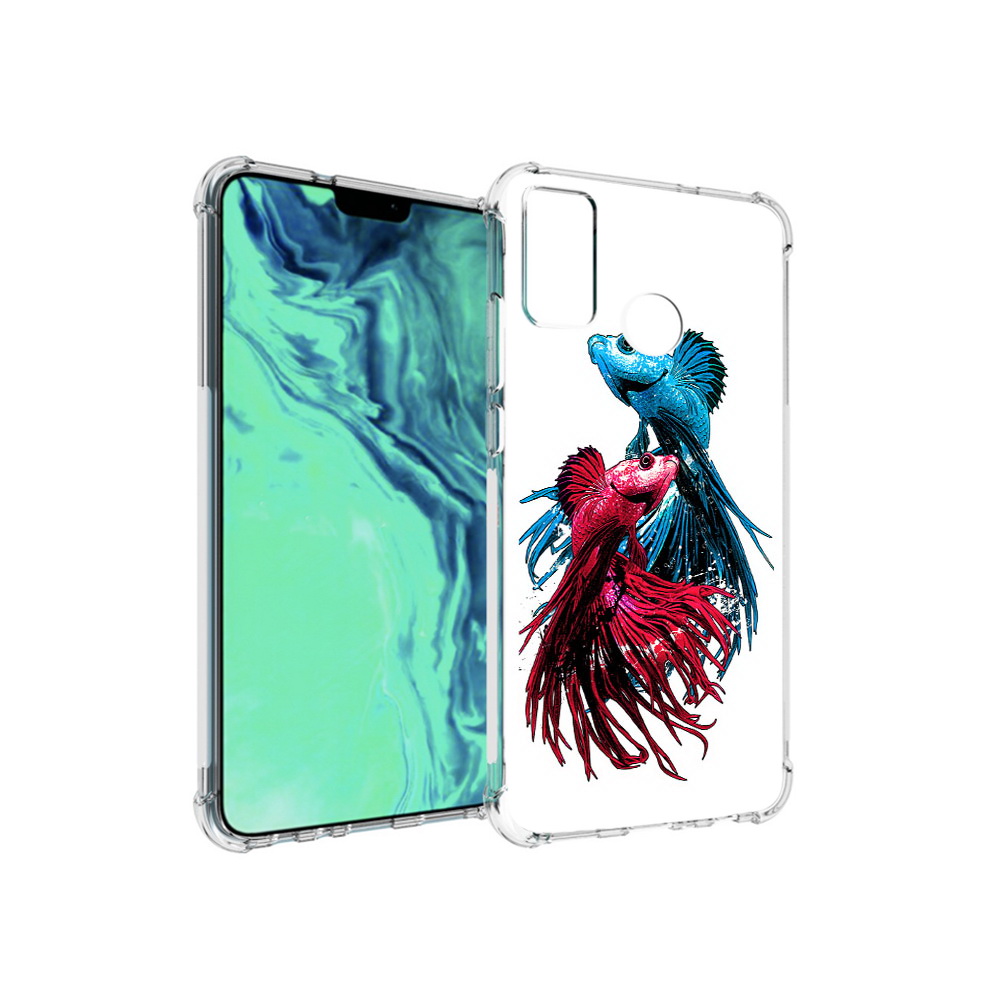 

Чехол MyPads Tocco для Huawei 9X Lite рыбы петушки, Прозрачный, Tocco