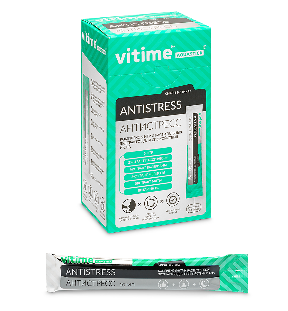 VITime Aquastick Antistress Аквастик Антистресс стик по 10 мл 10 шт