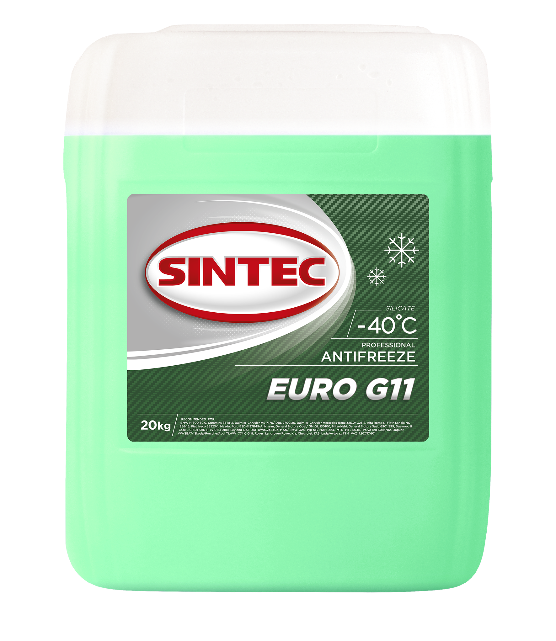 фото Антифриз sintec euro g11 (-40) зеленый 20 кг