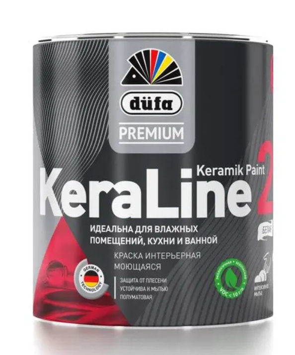 фото Краска для влажных помещений dufa premium keraline keramik paint 20 полуматовая белая база