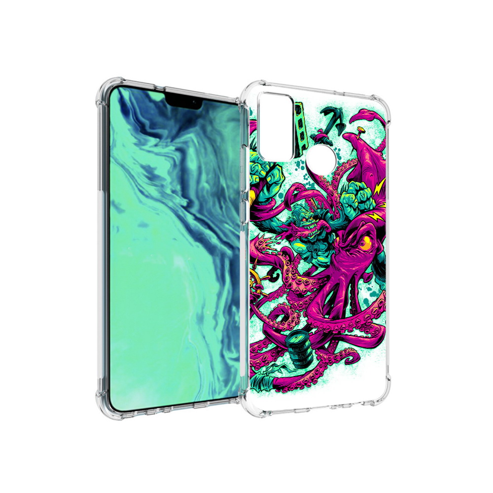 

Чехол MyPads Tocco для Huawei 9X Lite фиолетовый кракен, Прозрачный, Tocco