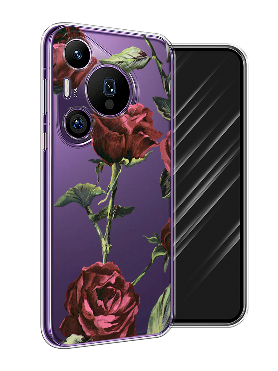 Чехол Awog на Huawei Pura 70 Pro/70 Pro Plus "Бордовые розы фон" 6124450-1 бордовый