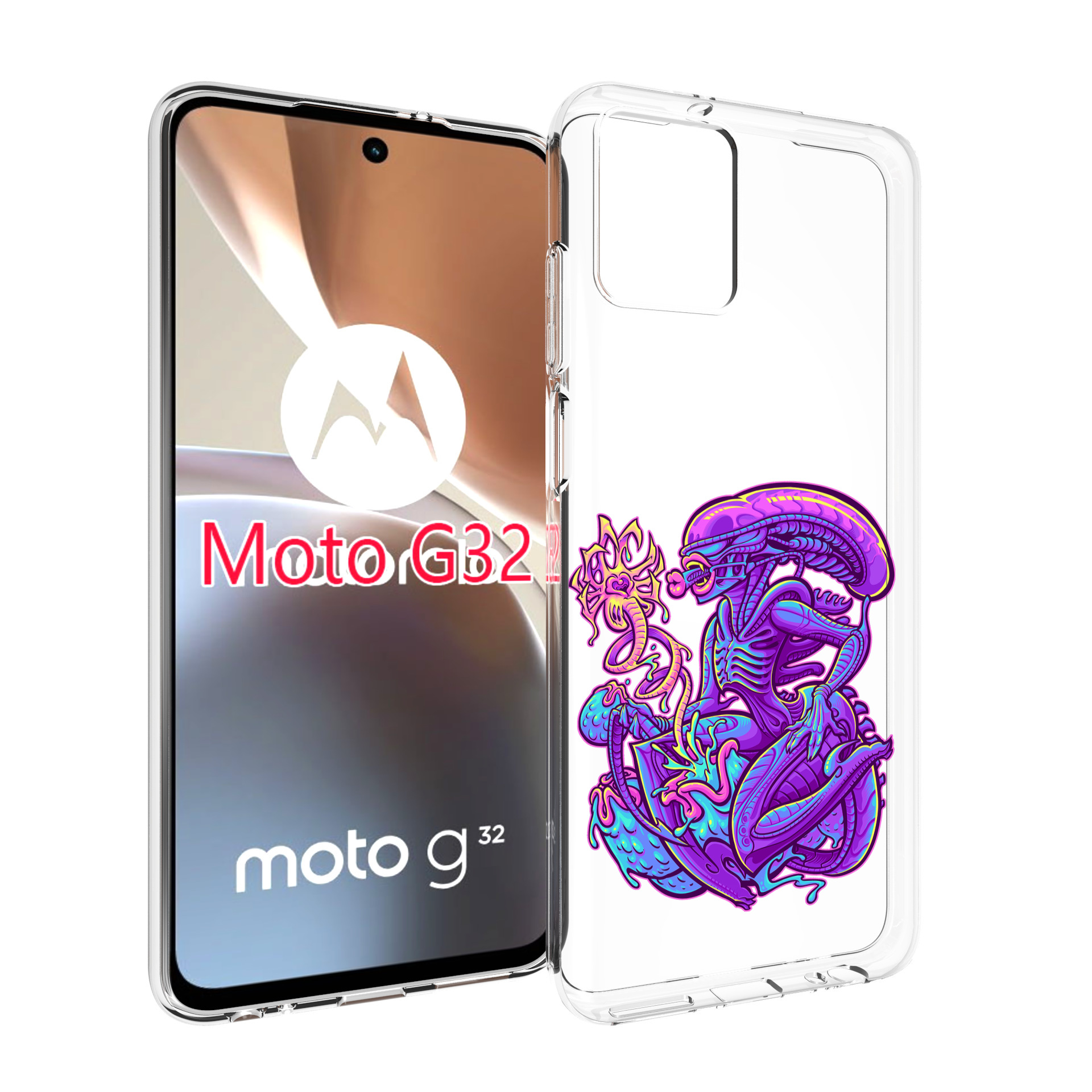 

Чехол MyPads чужой фиолетовый цвет для Motorola Moto G32, Прозрачный, Tocco