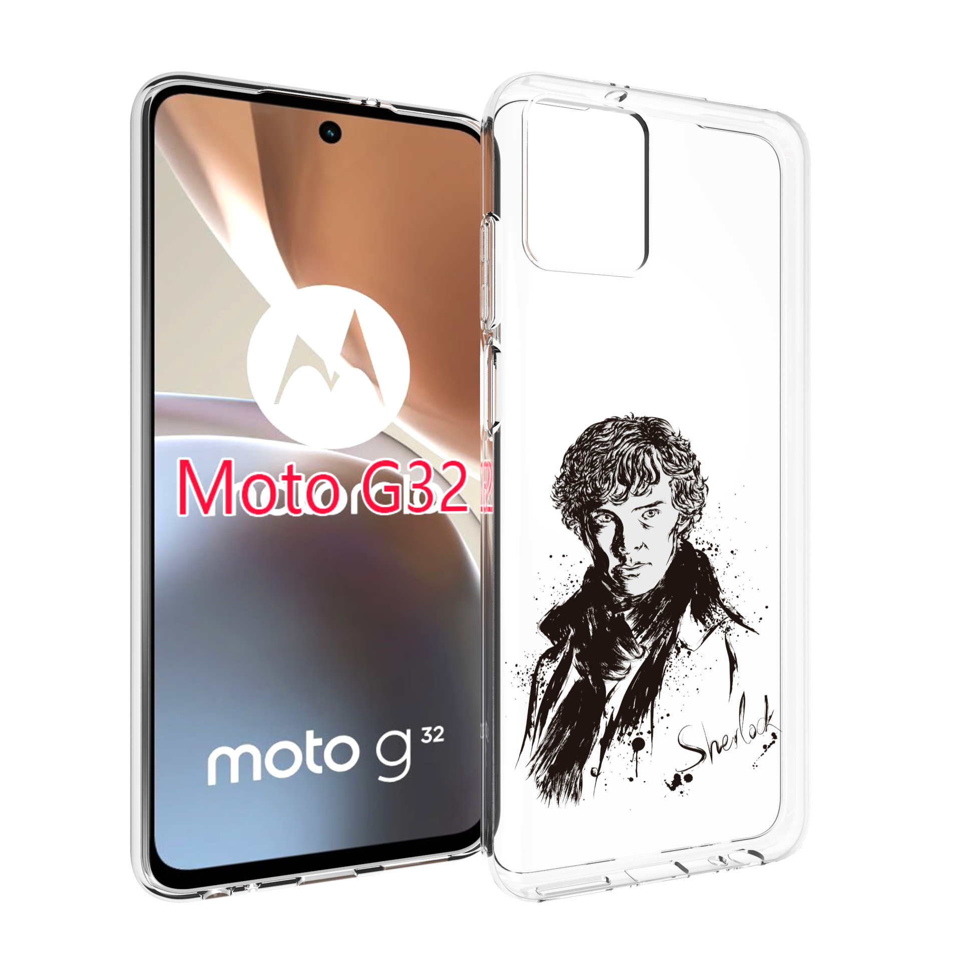 

Чехол MyPads шерлок холмс портрет для Motorola Moto G32, Прозрачный, Tocco