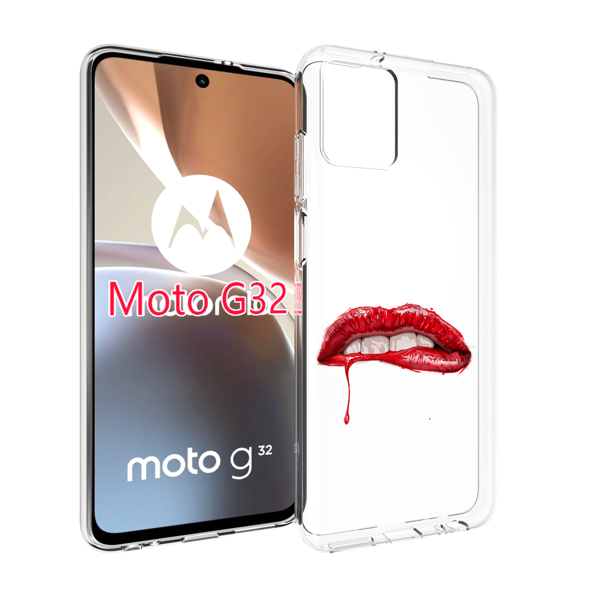 

Чехол MyPads яркие красные губы для Motorola Moto G32, Прозрачный, Tocco